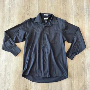 Mens VanHeusen Black Button Up Shirt - 16   34/35   L